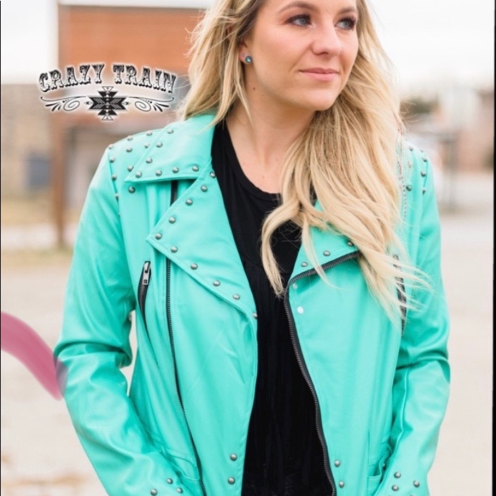 Vibrant Turquoise Moto Jacket!
